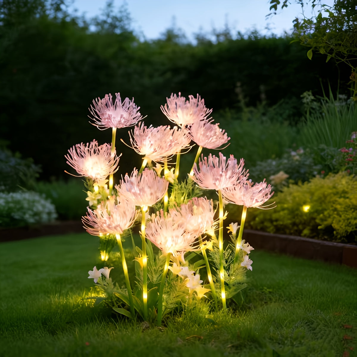 Lampe solaire à piquer, bouquet de 3 fleurs lumineuses