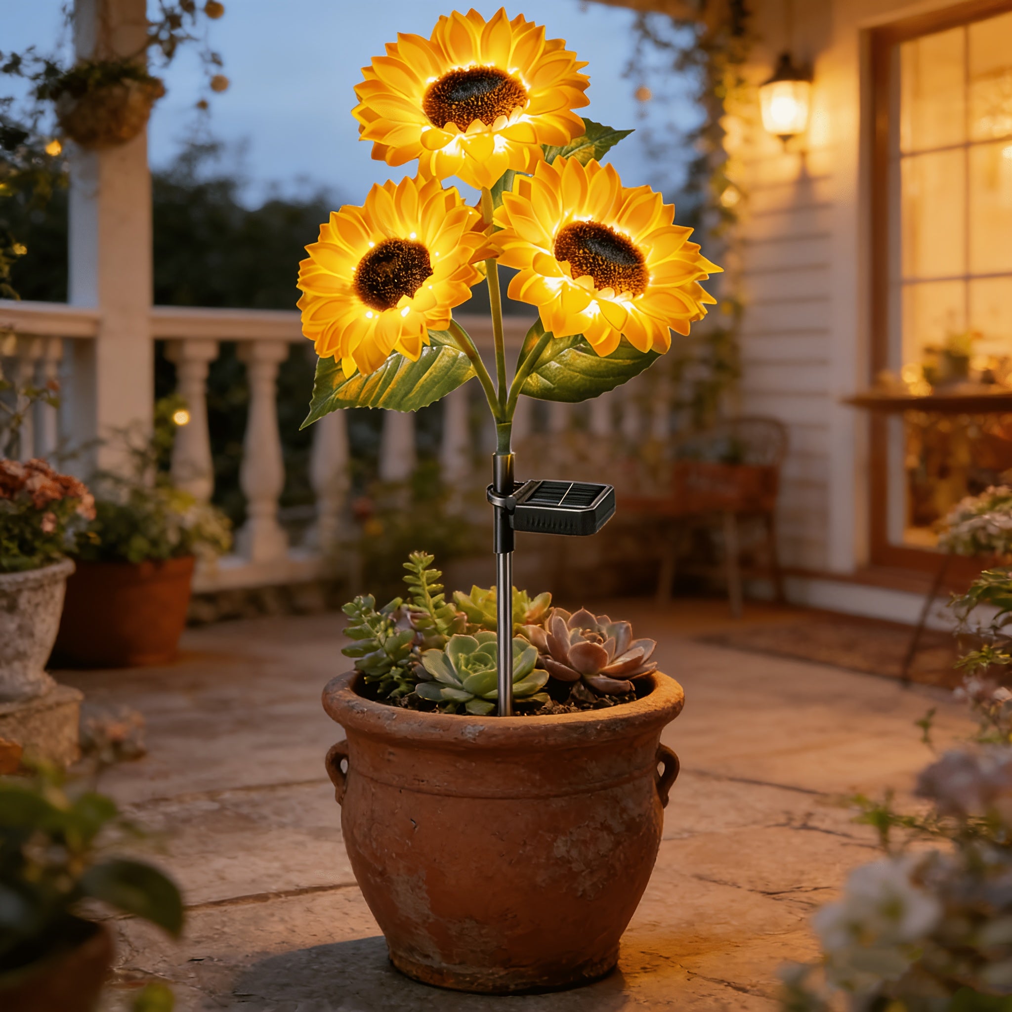 Tuteur solaire tournesol lumineux, 74 cm