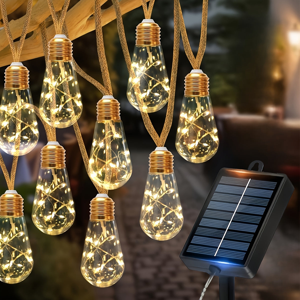 Guirlande solaire à ampoules, 10, 15 ou 25 ampoules
