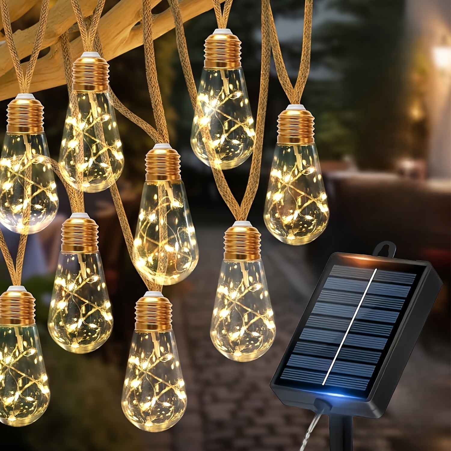 Guirlande solaire à ampoules, 10, 15 ou 25 ampoules