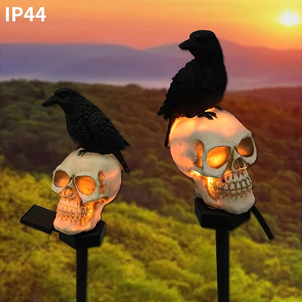 Piquet solaire crâne et corbeau, Halloween, IP44