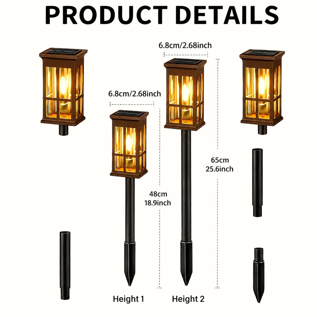 Lot de 4 bornes-lanternes solaires, 2 hauteurs