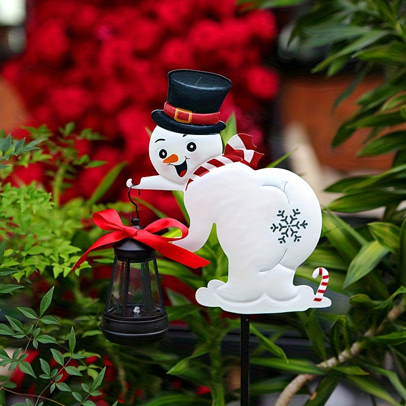 Piquet solaire bonhomme de neige à la lanterne