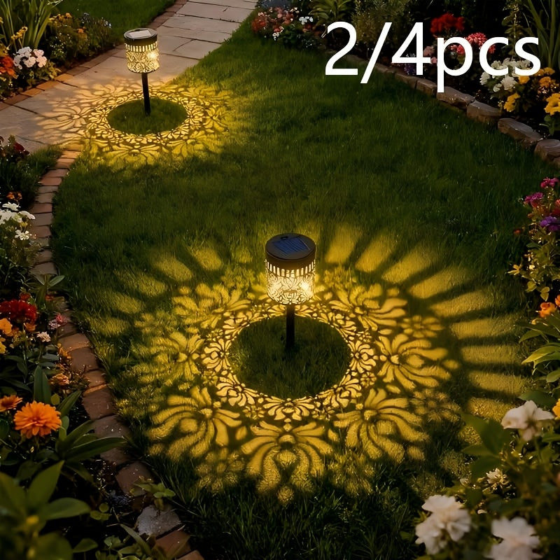 Bornes solaires à projection de pivoines, lot de 2