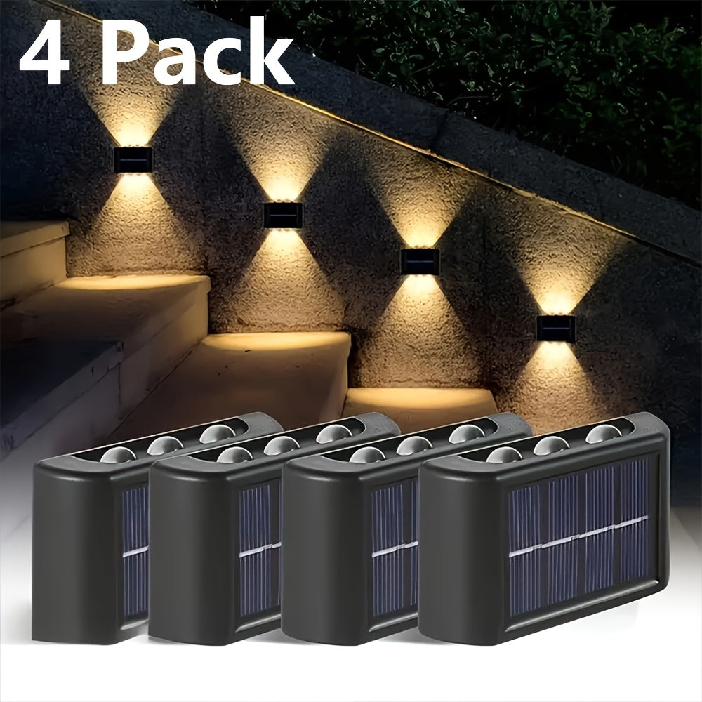 Appliques solaires 6 LED haut-bas, lot de 4