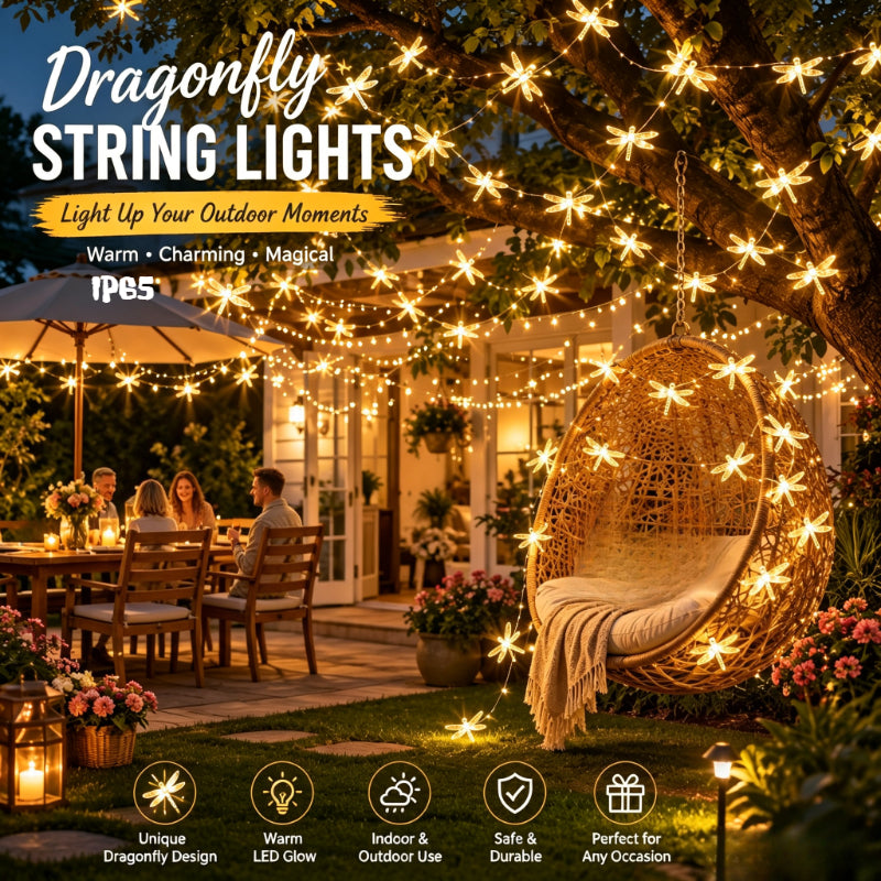 Guirlande solaire à libellules, 20 LED, IP65
