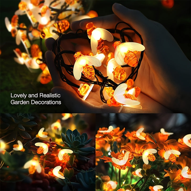 Guirlande solaire abeilles, 6,5 m et 30 LED