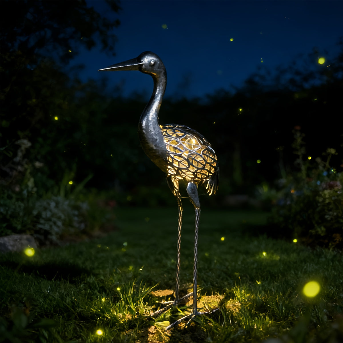 Lampe solaire décorative grue en fer, style bistrot