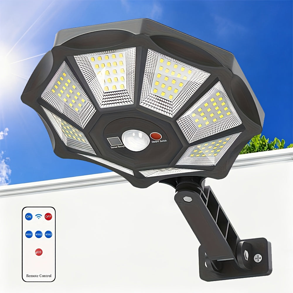 Projecteur solaire 168 LED, détecteur, panneaux dépliants