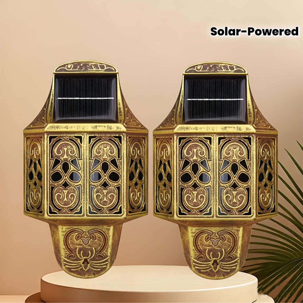 Applique solaire style marocain doré, 19 cm, IP44