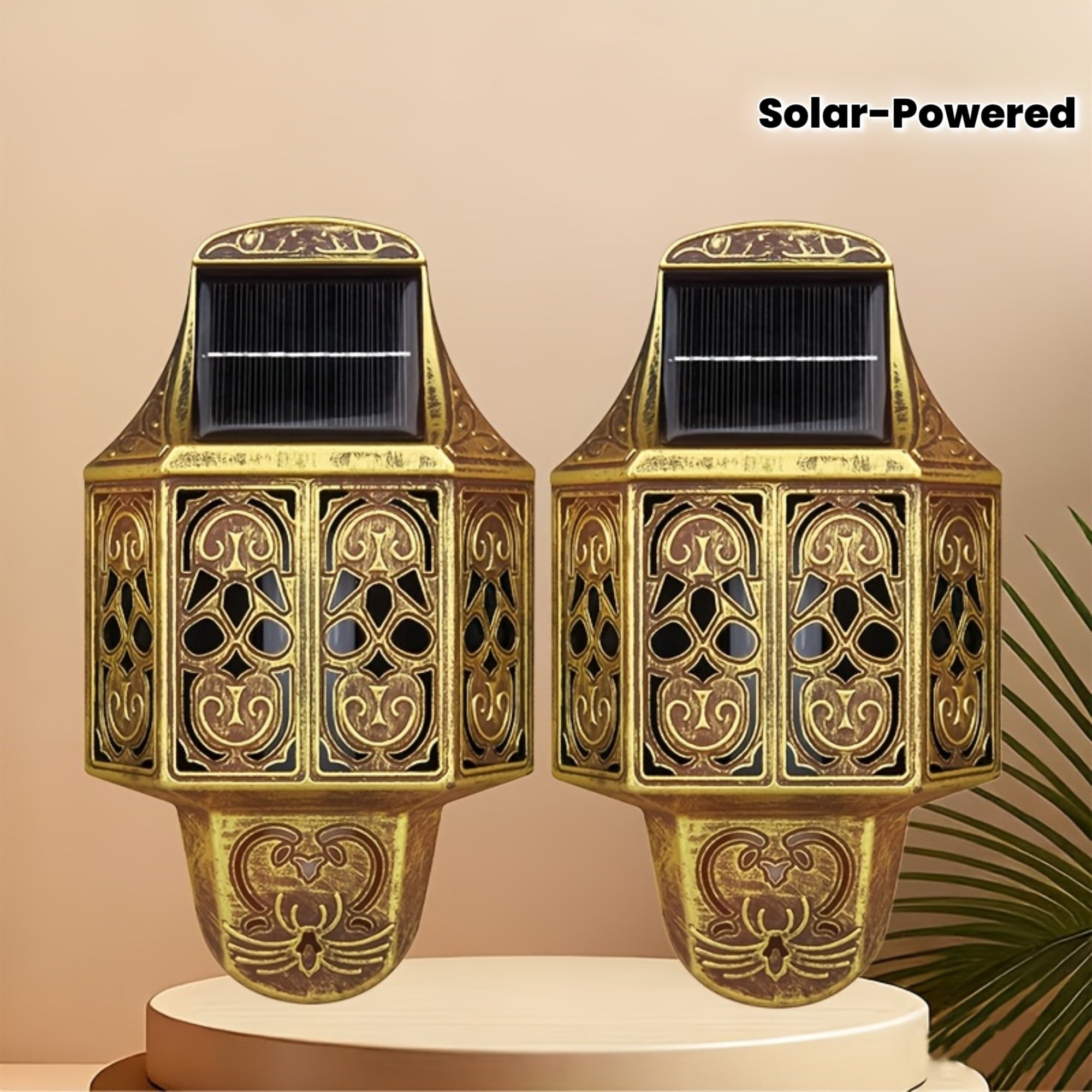 Applique solaire style marocain doré, 19 cm, IP44