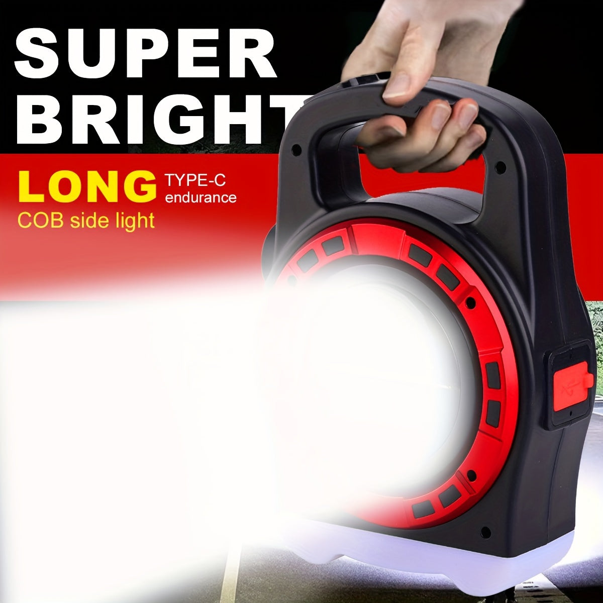 Lampe de camping solaire et USB, COB latéral, 500 lm