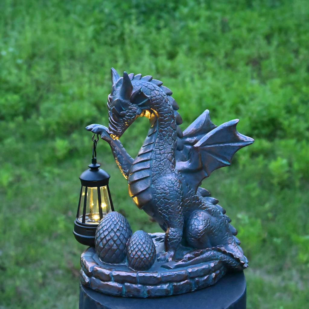 Statue solaire dragon gardien de l'œuf, 18 cm
