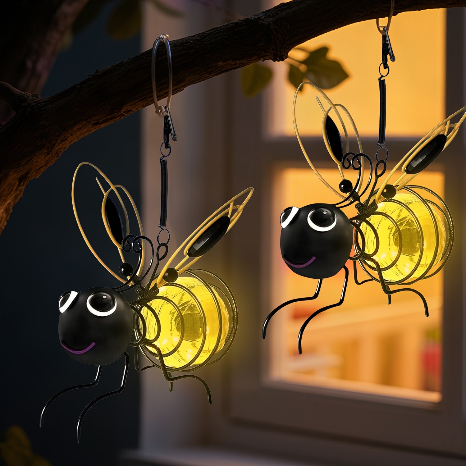 Lanterne solaire abeille sur ressort, 1 ou 2 pièces, IP44