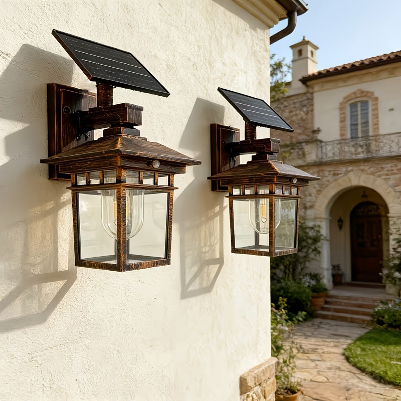 Lot de 2 lanternes murales solaires à détecteur, IP65