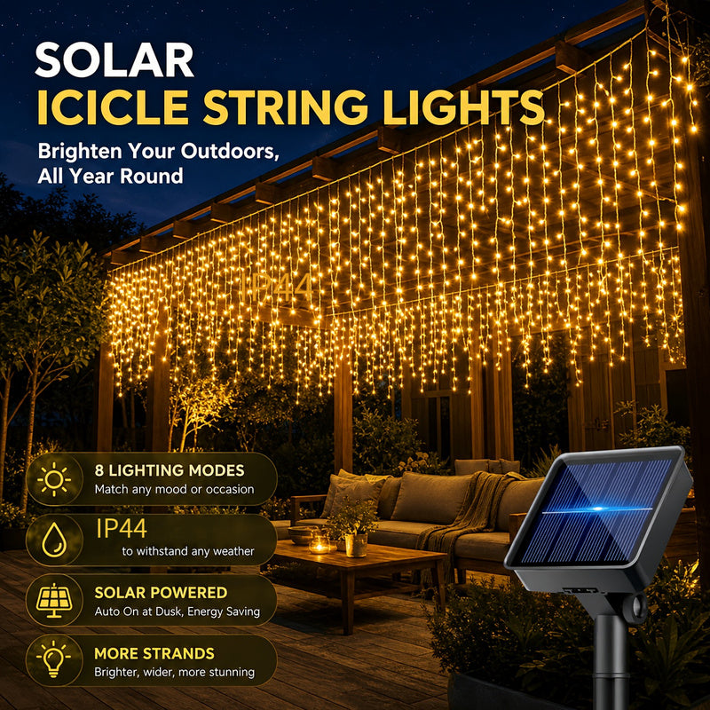 Rideau lumineux solaire, 6 ou 12 m, IP44