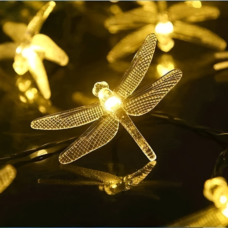 Guirlande solaire libellules, 20 LED, violet ou multicolore