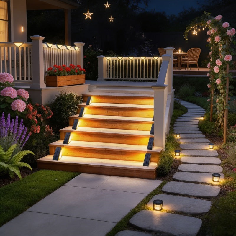 Éclairage solaire de marches, lot de 2, 48 LED