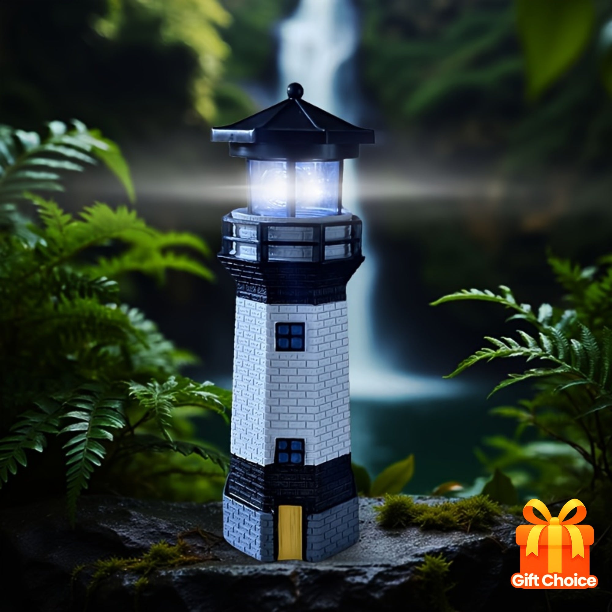 Phare solaire décoratif 34 cm, rouge ou noir, IPX5