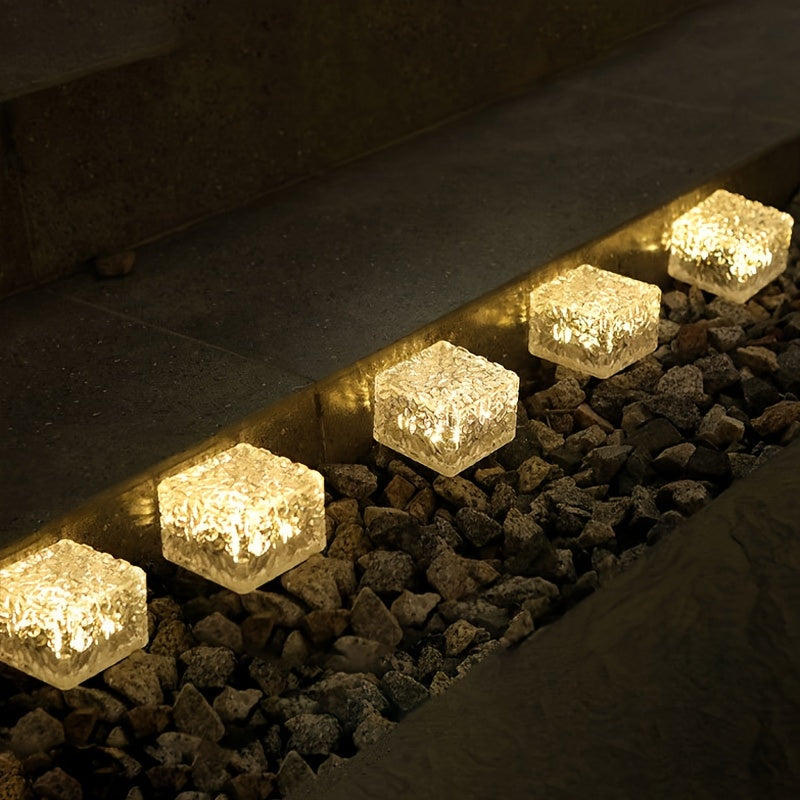 Lot de 6 cubes solaires glaçon en verre, 7 cm