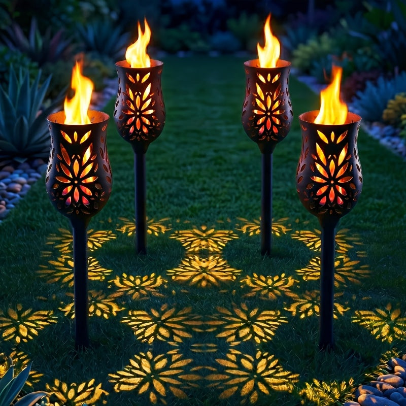 Lot de 4 torches solaires ajourées, 600 mAh