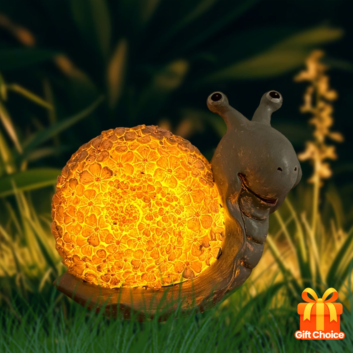 Statue solaire escargot à coquille lumineuse