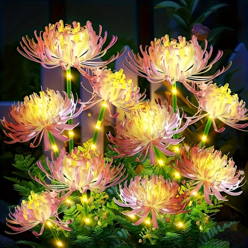 Lampe solaire de jardin, 3 fleurs sur tiges lumineuses