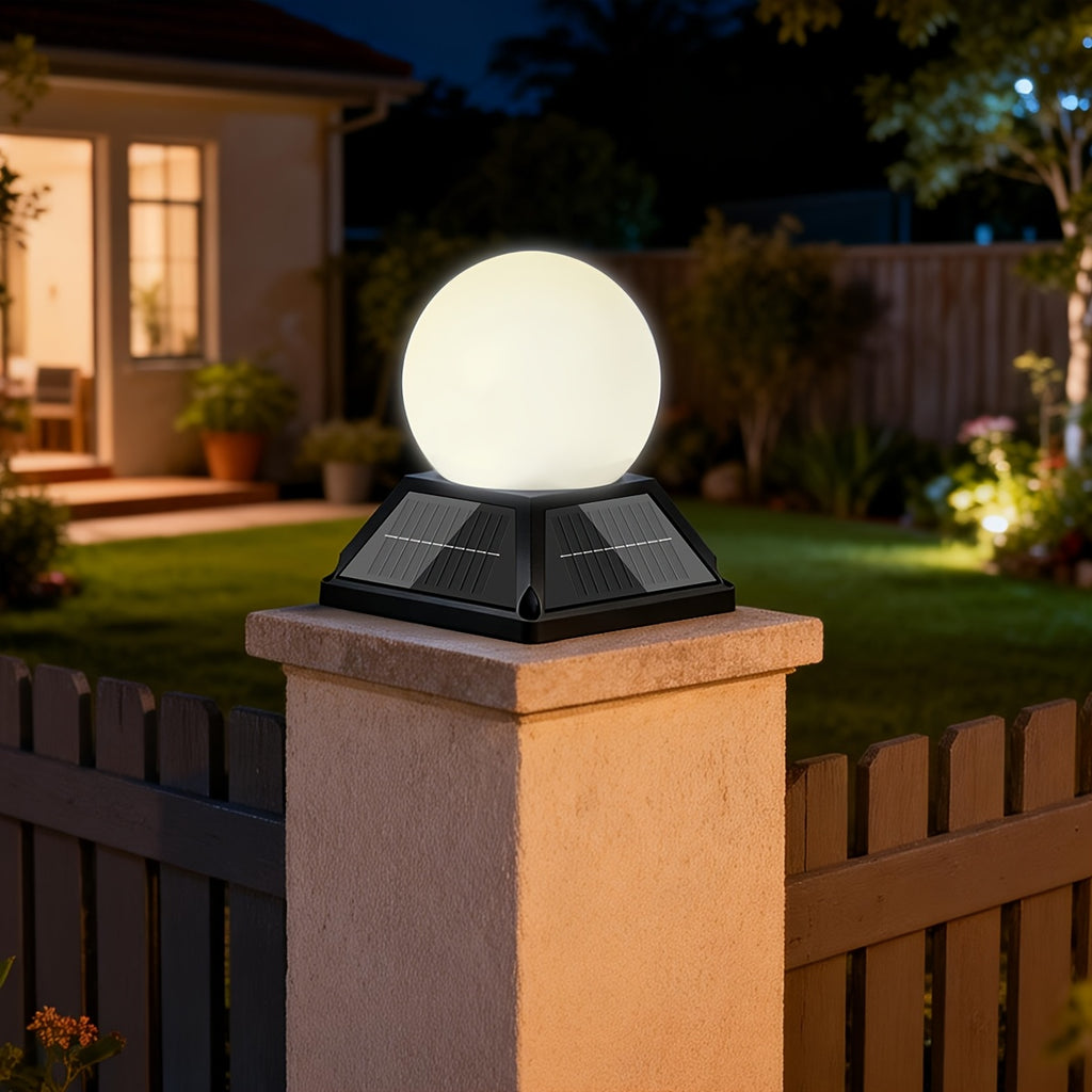 Lampe solaire sphérique pour pilier ou chaperon