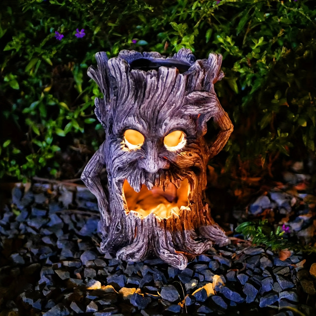 Statue solaire monstre d'arbre, résine, IP44