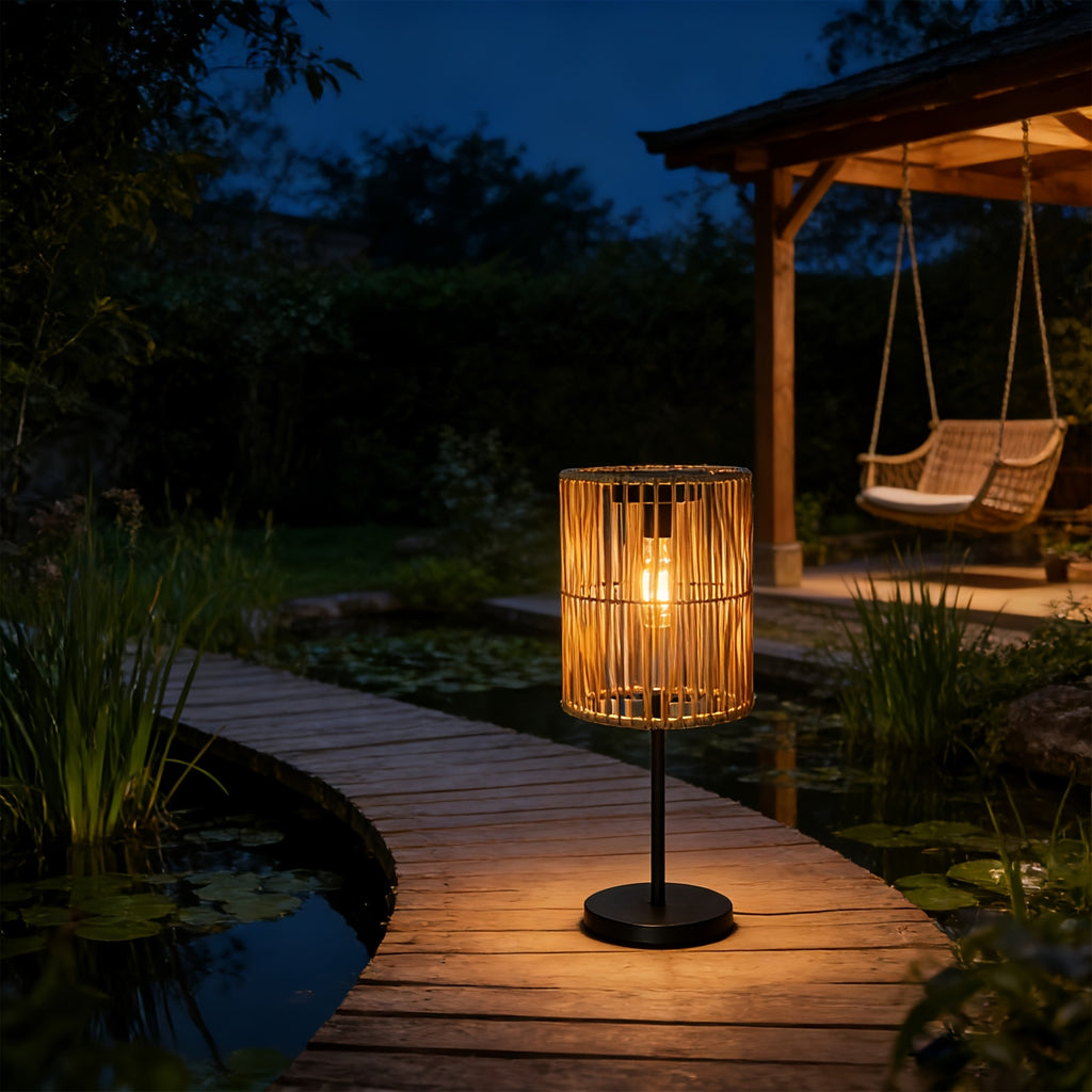 Lampe solaire de sol tressée sur pied, 40 cm